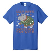 Christmas Hippopotamus Funny Snowflake And Reindeer Design Gift Tall T-Shirt