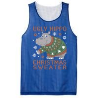 Christmas Hippopotamus Funny Snowflake And Reindeer Design Gift Mesh Reversible Basketball Jersey Tank