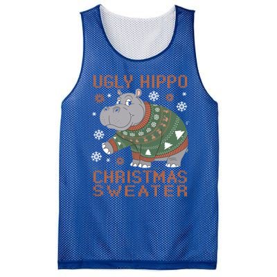 Christmas Hippopotamus Funny Snowflake And Reindeer Design Gift Mesh Reversible Basketball Jersey Tank