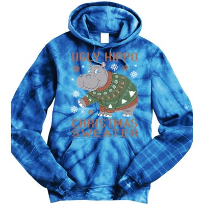 Christmas Hippopotamus Funny Snowflake And Reindeer Design Gift Tie Dye Hoodie