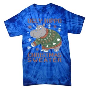 Christmas Hippopotamus Funny Snowflake And Reindeer Design Gift Tie-Dye T-Shirt