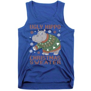 Christmas Hippopotamus Funny Snowflake And Reindeer Design Gift Tank Top