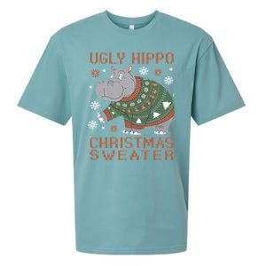 Christmas Hippopotamus Funny Snowflake And Reindeer Design Gift Sueded Cloud Jersey T-Shirt