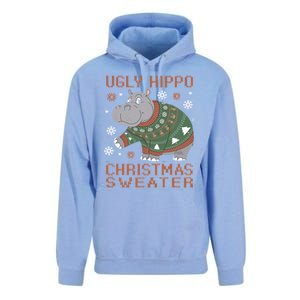 Christmas Hippopotamus Funny Snowflake And Reindeer Design Gift Unisex Surf Hoodie