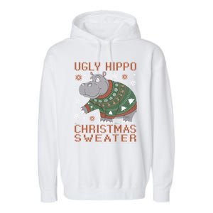 Christmas Hippopotamus Funny Snowflake And Reindeer Design Gift Garment-Dyed Fleece Hoodie