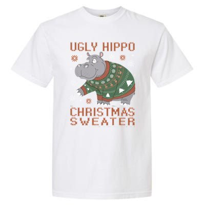 Christmas Hippopotamus Funny Snowflake And Reindeer Design Gift Garment-Dyed Heavyweight T-Shirt