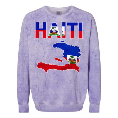 Cool Haiti Flag Map Haitian Pride Colorblast Crewneck Sweatshirt