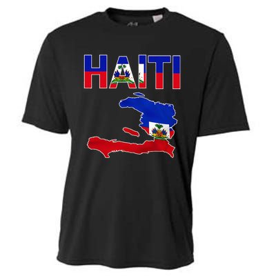 Cool Haiti Flag Map Haitian Pride Cooling Performance Crew T-Shirt