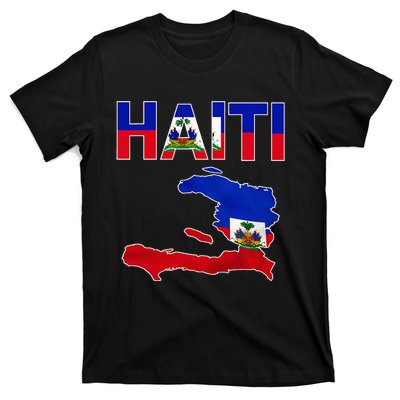 Cool Haiti Flag Map Haitian Pride T-Shirt