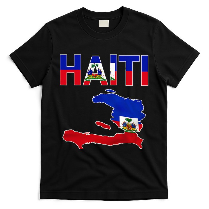 Cool Haiti Flag Map Haitian Pride T-Shirt