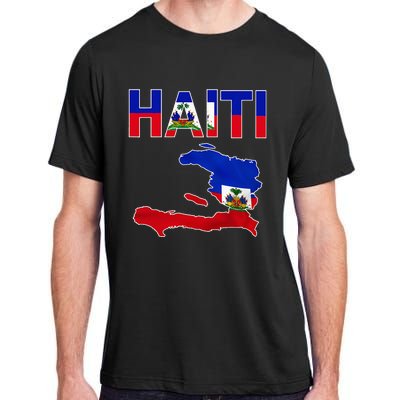 Cool Haiti Flag Map Haitian Pride Adult ChromaSoft Performance T-Shirt