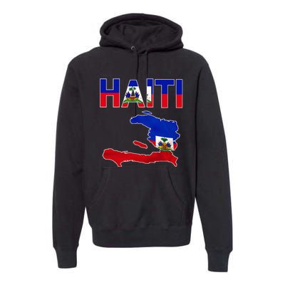 Cool Haiti Flag Map Haitian Pride Premium Hoodie