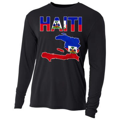 Cool Haiti Flag Map Haitian Pride Cooling Performance Long Sleeve Crew