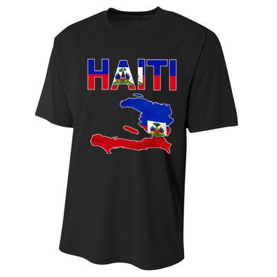 Cool Haiti Flag Map Haitian Pride Performance Sprint T-Shirt