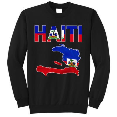 Cool Haiti Flag Map Haitian Pride Tall Sweatshirt