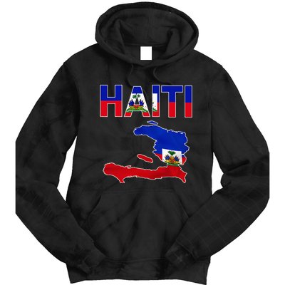 Cool Haiti Flag Map Haitian Pride Tie Dye Hoodie