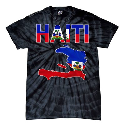 Cool Haiti Flag Map Haitian Pride Tie-Dye T-Shirt