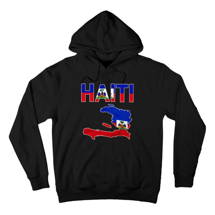 Cool Haiti Flag Map Haitian Pride Tall Hoodie