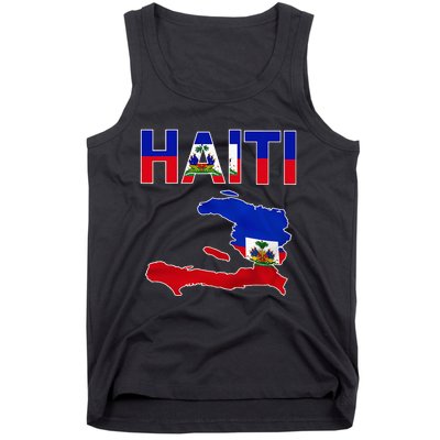 Cool Haiti Flag Map Haitian Pride Tank Top