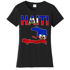 Cool Haiti Flag Map Haitian Pride Women's T-Shirt