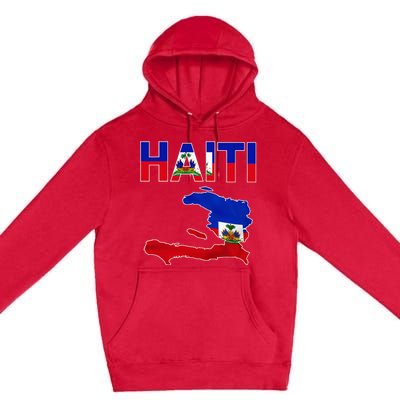 Cool Haiti Flag Map Haitian Pride Premium Pullover Hoodie