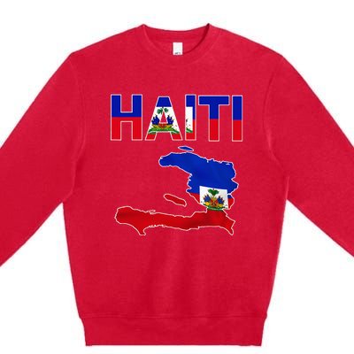 Cool Haiti Flag Map Haitian Pride Premium Crewneck Sweatshirt