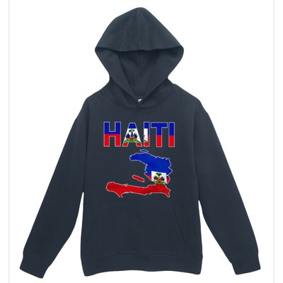 Cool Haiti Flag Map Haitian Pride Urban Pullover Hoodie