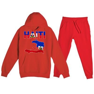 Cool Haiti Flag Map Haitian Pride Premium Hooded Sweatsuit Set