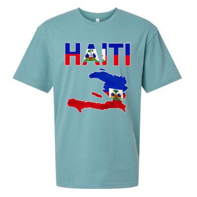 Cool Haiti Flag Map Haitian Pride Sueded Cloud Jersey T-Shirt