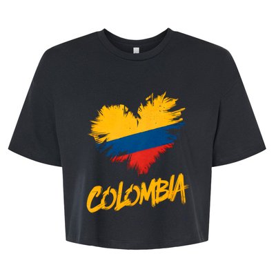 Colombia Heart Flag Bella+Canvas Jersey Crop Tee