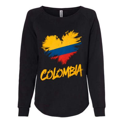 Colombia Heart Flag Womens California Wash Sweatshirt