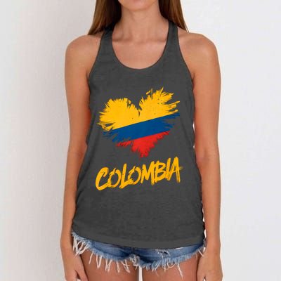 Colombia Heart Flag Women's Knotted Racerback Tank