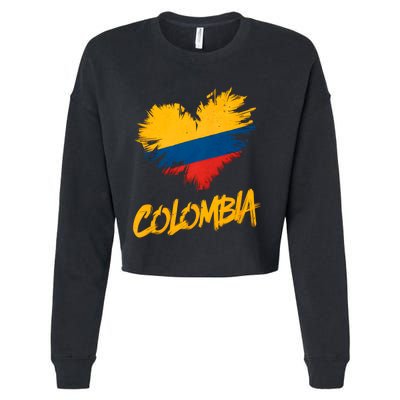 Colombia Heart Flag Cropped Pullover Crew