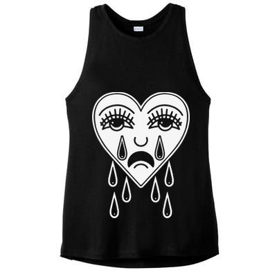 Crying Heart Flash Alternative Traditional Tattoo Artist Emo Ladies PosiCharge Tri-Blend Wicking Tank