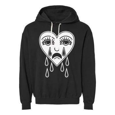 Crying Heart Flash Alternative Traditional Tattoo Artist Emo Garment-Dyed Fleece Hoodie