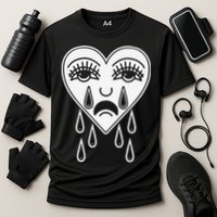 Crying Heart Flash Alternative Traditional Tattoo Artist Emo Cooling Performance Crew T-Shirt