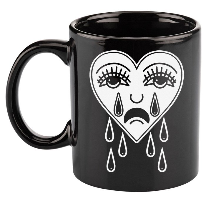 Crying Heart Flash Alternative Traditional Tattoo Artist Emo 11oz C Handle Ceramic Mug