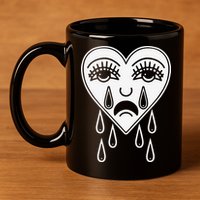Crying Heart Flash Alternative Traditional Tattoo Artist Emo 11oz C Handle Ceramic Mug