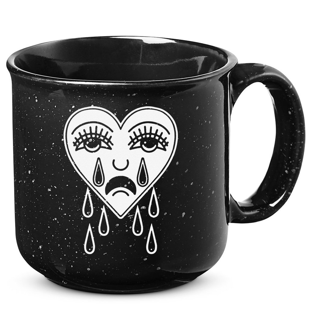 Crying Heart Flash Alternative Traditional Tattoo Artist Emo 15oz Campfire Ceramic Mug