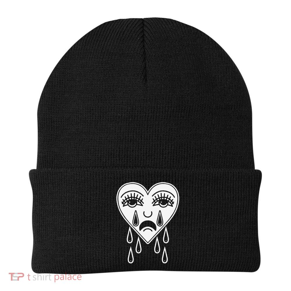 Crying Heart Flash Alternative Traditional Tattoo Artist Emo Beanie
