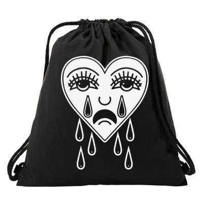 Crying Heart Flash Alternative Traditional Tattoo Artist Emo Drawstring Bag