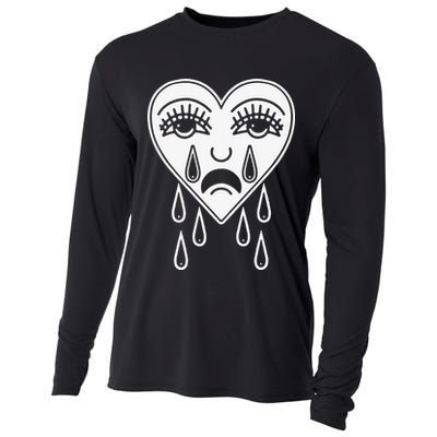 Crying Heart Flash Alternative Traditional Tattoo Artist Emo Cooling Performance Long Sleeve Crew