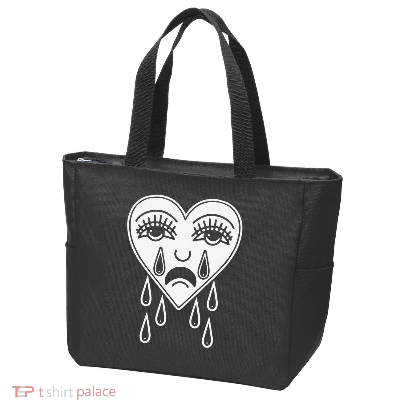 Crying Heart Flash Alternative Traditional Tattoo Artist Emo Zip Tote Bag