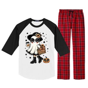 Cute Halloween For Women Halloween Ghost Coffee Raglan Sleeve Pajama Set