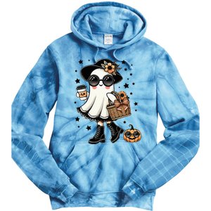 Cute Halloween For Women Halloween Ghost Coffee Tie Dye Hoodie