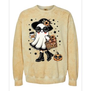 Cute Halloween For Women Halloween Ghost Coffee Colorblast Crewneck Sweatshirt