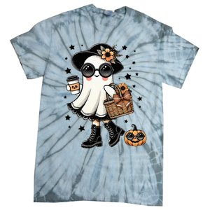 Cute Halloween For Women Halloween Ghost Coffee Tie-Dye T-Shirt