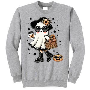 Cute Halloween For Women Halloween Ghost Coffee Tall Sweatshirt