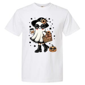 Cute Halloween For Women Halloween Ghost Coffee Garment-Dyed Heavyweight T-Shirt