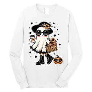 Cute Halloween For Women Halloween Ghost Coffee Long Sleeve Shirt